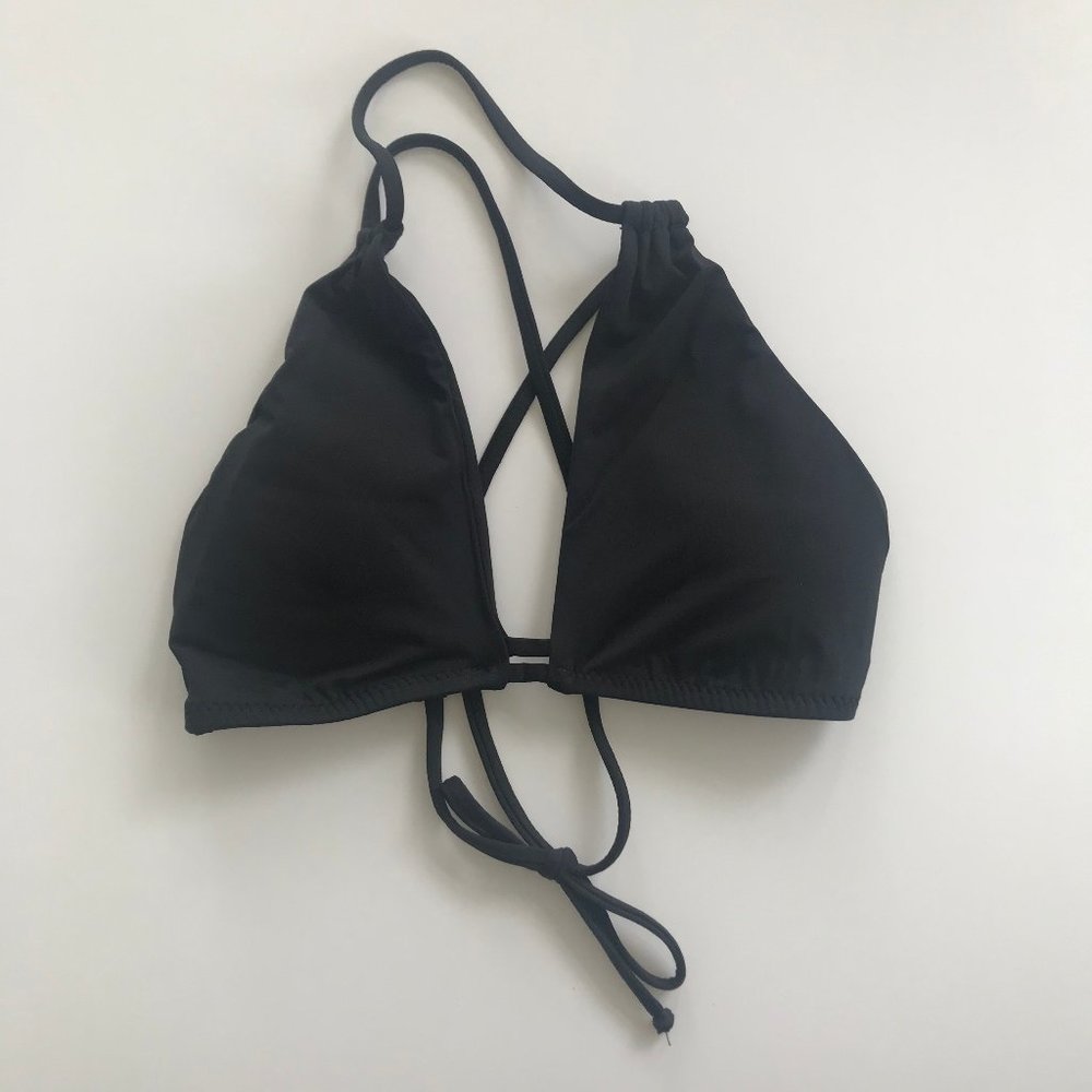 Becca Solid Black Strappy Triangle Bikini Top - image 2